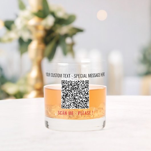 QR Code Scan Info Aangepaste tekst Uw gepersonalis Whisky Glas (Insitu (Huwelijk))