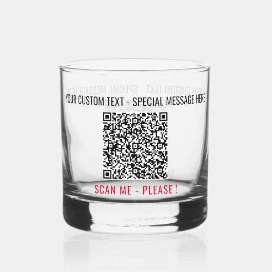 QR Code Scan Info Aangepaste tekst Uw gepersonalis Whisky Glas (Achterkant)