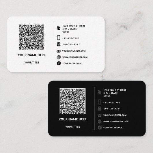 QR Code Scan Info Aangepaste tekst Visitekaartje (Voorkant / Achterkant)