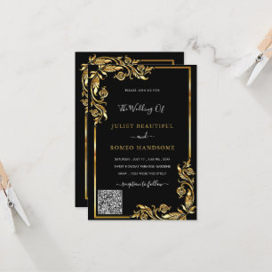 QR Code Scan Info Black Gold Faire-part de mariage