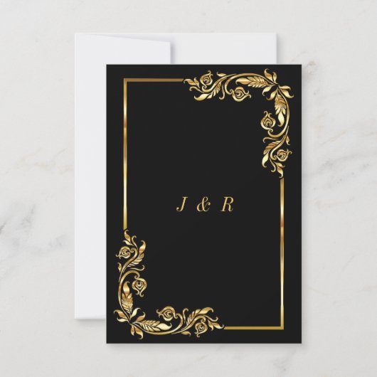 QR Code Scan Info Black Gold Faire-part de mariage (Dos)