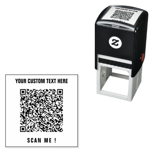 QR Code Scan Info en aangepaste tekst Rubber Stamp Zelfinktende Stempel (In situ)