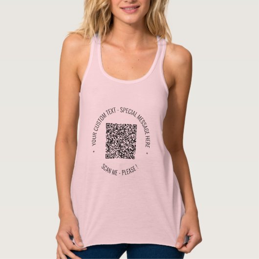 QR Code Scan Info en Aangepaste Tekst Tanktop (Voorkant)