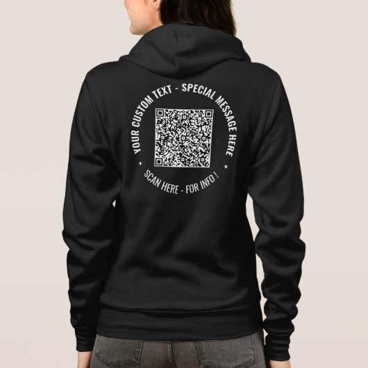 QR Code Scan Info en Custom Text Hoodie (Achterkant)