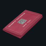 QR Code Scan Info Portefeuille de texte personnali<br><div class="desc">Couleurs et polices personnalisées - Portes-valets personnalisées avec votre QR Code Scan Info et texte personnalisé Promotionnel Business ou Modern Funny Wallet Cadeau - Ajouter votre QR Code / Image ou Photo - Logo et Texte - Nom / Information / More - Redimensionner et déplacer des éléments avec l'outil de...</div>