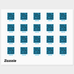 QR-code SCAN ME blue Square Sticker