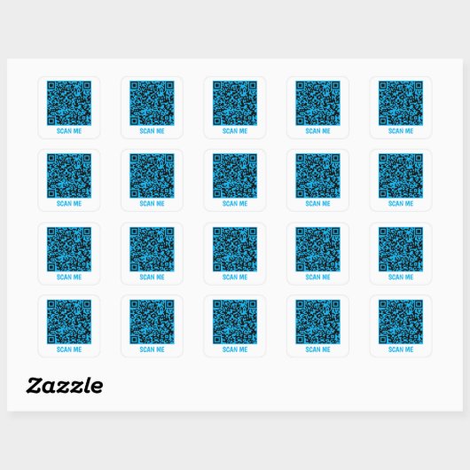 QR-code SCAN ME blue Square Sticker (Vel)