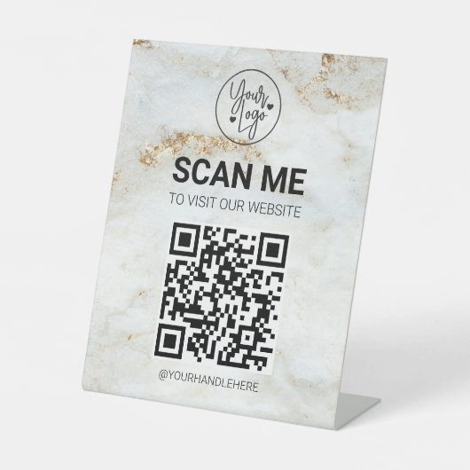 QR-code Scan me Business Menu Website Services Reclamebord Met Voetstuk (Voorkant)
