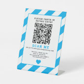 QR Code Scan me Inchecken business covid teken bla Reclamebord Met Voetstuk (Voorkant)