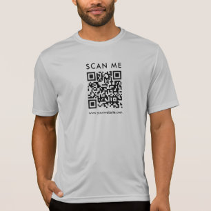 QR Code Scan Me Mannen Dubbelzijdige Print Zilver T-shirt