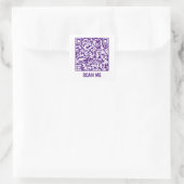 QR-code SCAN ME paars Vierkante Sticker (Tas)