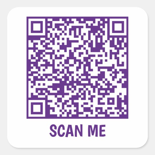 QR-code SCAN ME paars Vierkante Sticker (Voorkant)