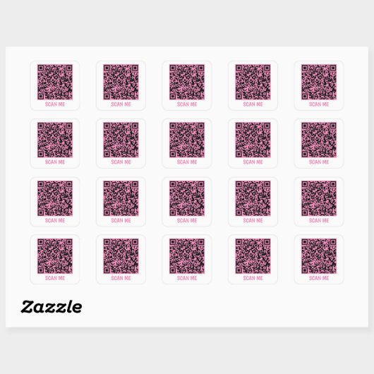  QR-code SCAN ME roze vierkant Sticker (Vel)