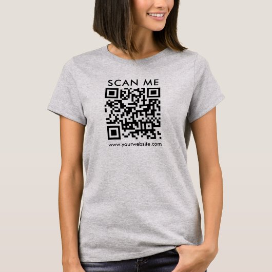 QR Code Scan Me Vrouwen Front Print Licht Staal T-shirt (Voorkant)