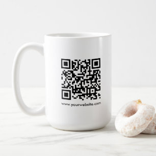 QR Code Scan Me Website URL Sjabloon Wit Groot Koffiemok