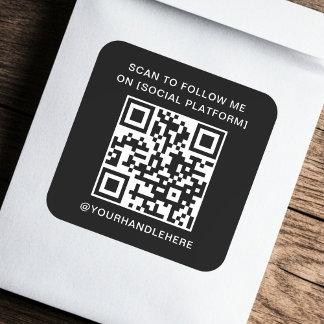 QR code scan om mij te volgen op social media blac Vierkante Sticker