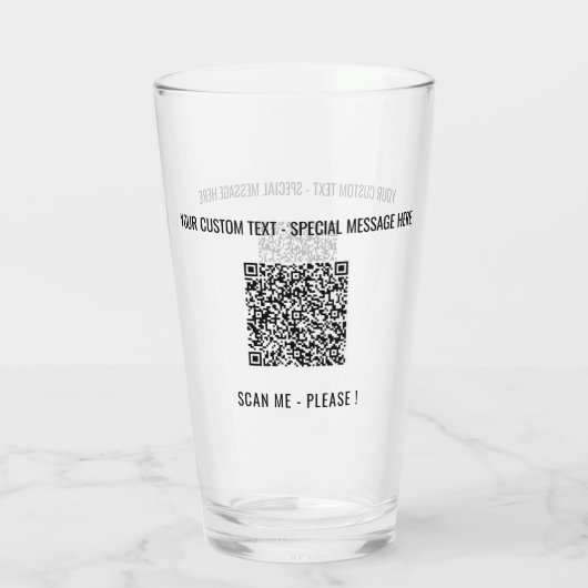 QR Code Scan Promotie Glass Jouw tekst en Kleur Glas (Achterkant)