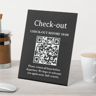 QR-code scan voor hotel uitchecken Reclamebord Met Voetstuk