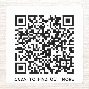 QR Code Scan voor meer informatie Vierkante Sticker