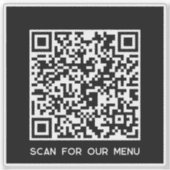 QR Code Scan voor Menu Zwart Sticker (Voorkant)