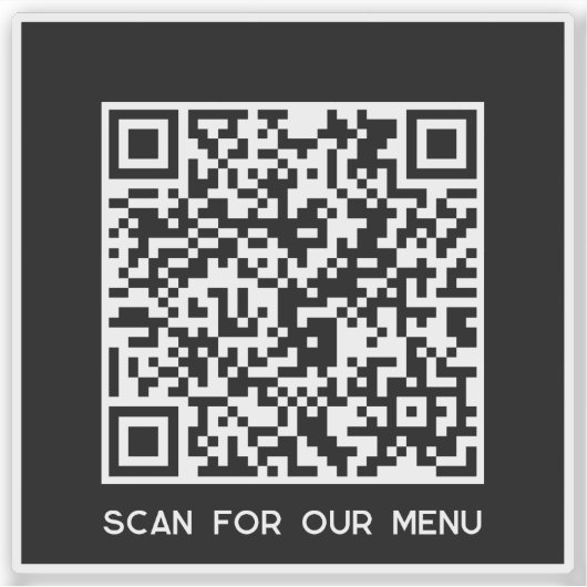 QR Code Scan voor Menu Zwart Sticker (Voorkant)