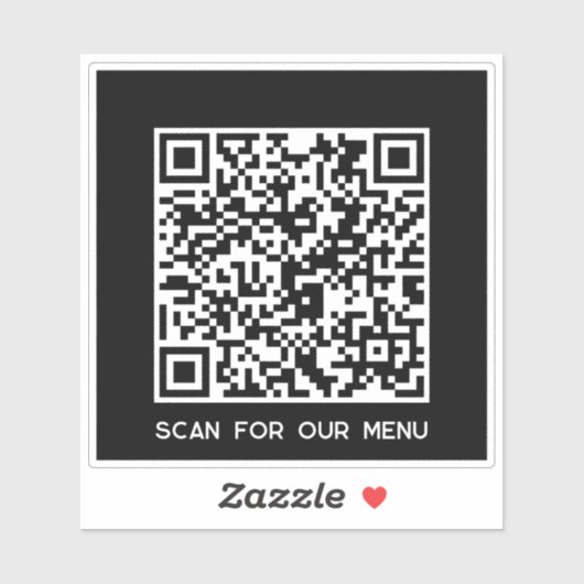 QR Code Scan voor Menu Zwart Sticker (Vel)