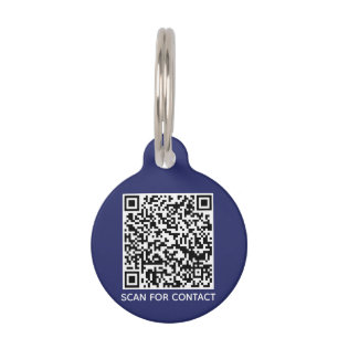 QR-code scanable contactloze info dog navy Huisdierpenning