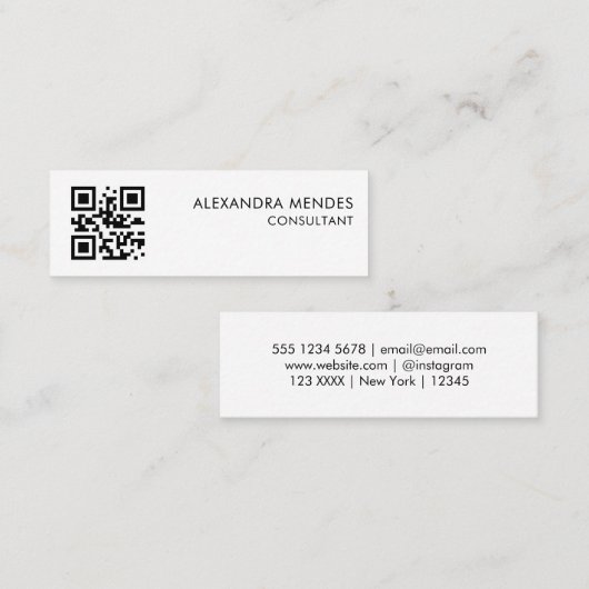 QR-code scanbaar Modern Stijlvol Trendy Mini Visitekaartje (Voorkant / Achterkant)