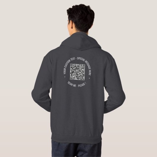 QR Code Scaninfo Aangepaste tekst Hoodie (Achterkant volledig)