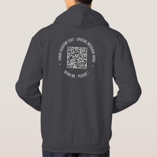 QR Code Scaninfo Aangepaste tekst Hoodie (Achterkant)