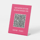 QR-code Scaninfo en Aangepaste voettekst Reclamebord Met Voetstuk (Voorkant)