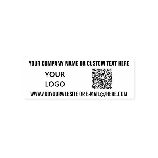 QR-code scaninfo met logo en aangepaste tekststemp Zelfinktende Stempel (Design)