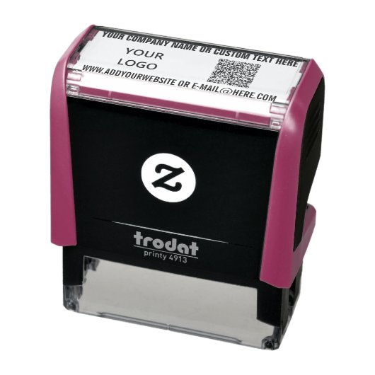 QR-code scaninfo met logo en aangepaste tekststemp Zelfinktende Stempel (Product)