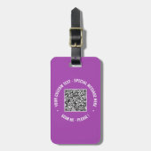 QR Code Scaninfo Tekst Bagagelabel - Uw kleuren (Voorkant verticaal)