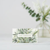 QR Code Scannable Botanical Greenery Waterverf Visitekaartje (Staand voorkant)