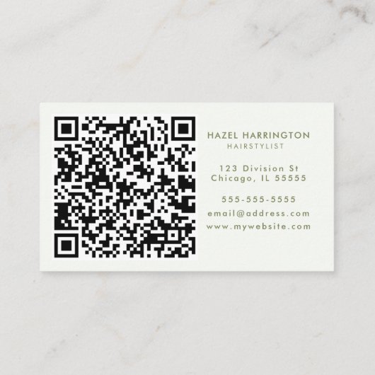 QR Code Scannable Botanical Greenery Waterverf Visitekaartje (Achterkant)