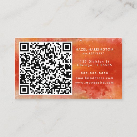 QR Code Scannable Kleurrijke Sinaasappels Waterver Visitekaartje (Achterkant)