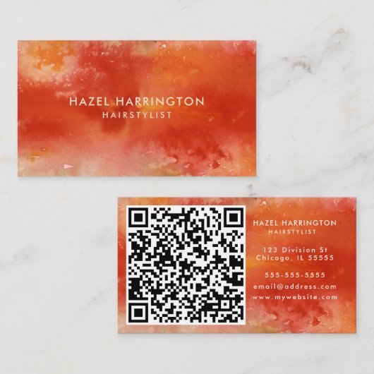 QR Code Scannable Kleurrijke Sinaasappels Waterver Visitekaartje (Voorkant / Achterkant)