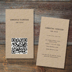 QR-code scannable Modern Professional Rustic Kraft Visitekaartje