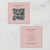 QR-code scannable Moderne Professional Blush Pink Vierkante Visitekaartje (Voorkant / Achterkant)
