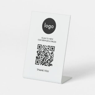 QR Code Scannable Price List Business Logo Reclamebord Met Voetstuk