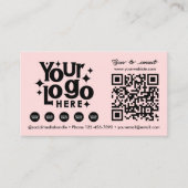 QR Code Scannable Social Media Pink Business Logo Visitekaartje (Voorkant)