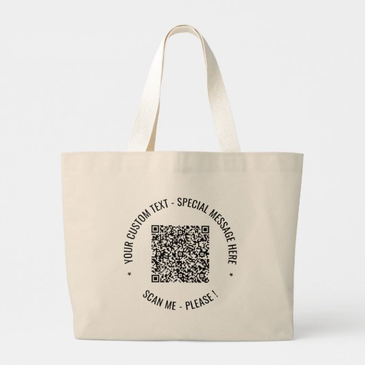 QR Code Scannen Info Aangepaste tekstkleuren Canva Grote Tote Bag (Achterkant)