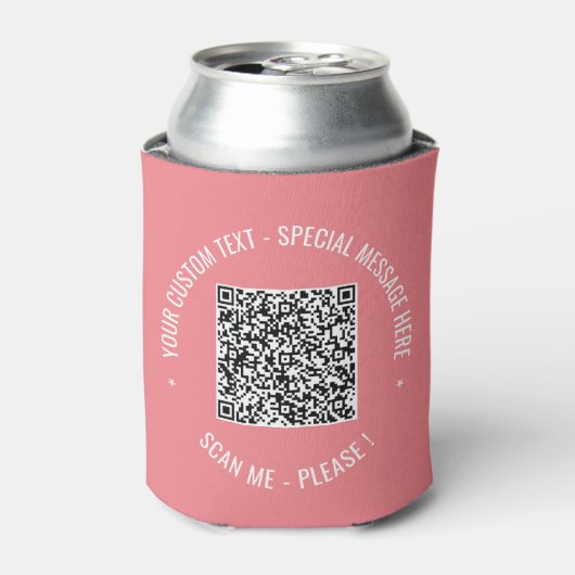 QR Code Scannen Info Aangepaste tekstkleuren Koelb Blikjeskoeler (Blikje Voorkant)