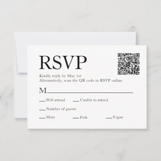 Qr Code Scannen Meal Choice White Wedding RSVP Kaa (Voorkant)