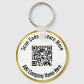 QR-code scannen Meer informatie Bedrijfsnaam Goud  Sleutelhanger (Voorkant)
