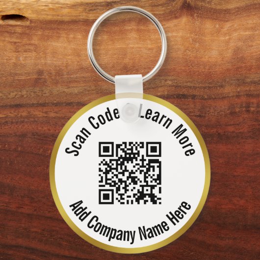 QR-code scannen Meer informatie Bedrijfsnaam Goud Sleutelhanger (Voorkant)