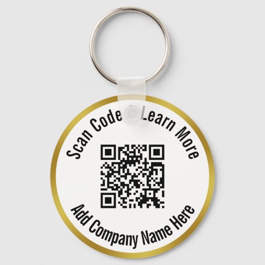 QR-code scannen Meer informatie Bedrijfsnaam Goud Sleutelhanger (Achterkant)