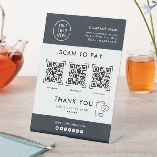 QR-code scannen om te betalen   Zakelijk logo cont Reclamebord Met Voetstuk