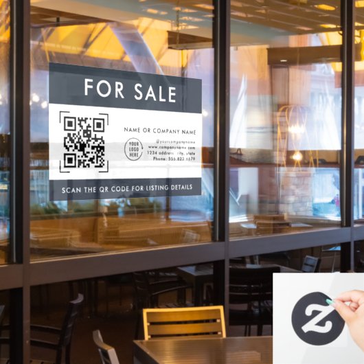 QR-code scannen te koop | Zakelijk logo Raamsticker (Restaurant Raam)